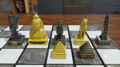 ancient egypt chess set pieces obj 3mf blender king queen statue monument board knight printable game print stylized architecture art games toys 3d print model - Mito3D