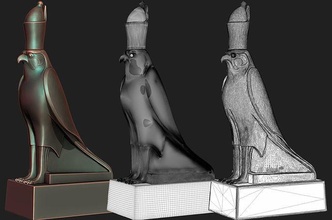 antik mısır tanrı horus heykel zbrush yüksek poli idol mısırlı sanat heykeller kuş 3d print model - Mito3D