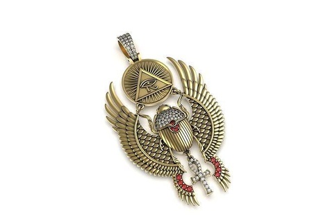 ancient egypt scarab pendent traditional retro skull symbol art sculptures sculpture gold jewelry printable sci new latest pendant cross rings 3d print model - Mito3D