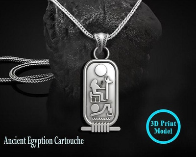 Antik Mısırlı kabartma resim şekil kolye firavunlara ait yazıtlar 3d takı altın yazdırılabilir gümüş Mısır prototip stl baskı bilezikler kolyeler bokböceği cartouche Ankh çapraz 3d print model - Mito3D