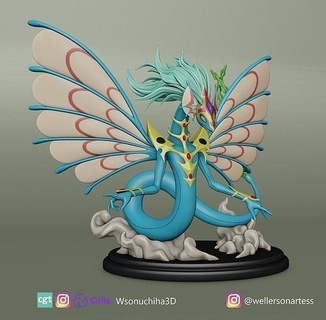 ancient fairy dragon figure - yugioh art anime sculptures manga card yu gi oh duel games character statue toys game 3d print model - Mito3D