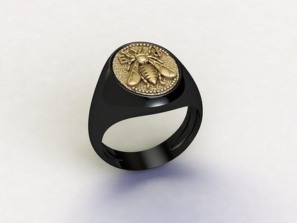 ancient greek coins symbol solid rings - us size 8 pcs model jewel ring bee signet man men yurman coin jewellery printable silver gold sterling engagement brilliant jewelry 3d print model - Mito3D