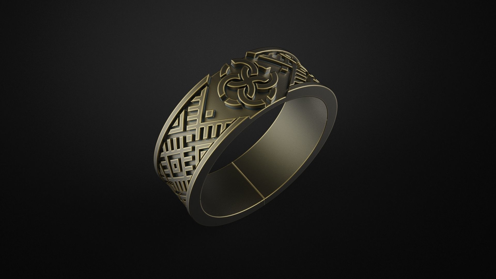ancient pattern ring gold jewelry silver jewel jewellery wedding engagement fashion rings 3D print model - Mito3D