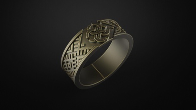 ancient pattern ring gold jewelry silver jewel jewellery wedding engagement fashion rings 3d print model - Mito3D