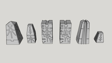 ancient robot alien monoliths necrons warhammer 40k symbols 28mm tabletop gaming miniatures terrain accessories building games toys game 3d print model - Mito3D