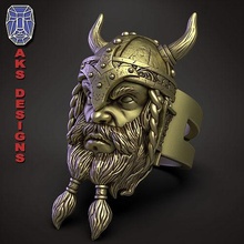 anel orgânico joalheria antigo viking v1 jóia jóias motociclista gangue moda punk barbudo bigode cavaleiros rei coroa humano cabeça guerreiro lutador guarda argolas cara 3d print model - Mito3D