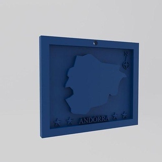 Andorra harita 3d basılı Yazdır model Europa 3dprint figürinler minyatürler duvar dekor Ulusal heykel anahtar Zincir Sanat plastik geometrik yazdırılabilir 3dprinting ülke dünya ev 3d print model - Mito3D