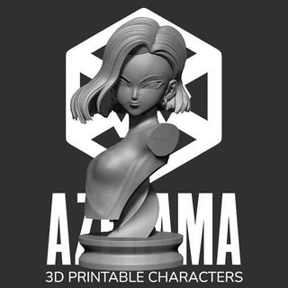android 18 bust stl ready 3d printing sculpture face marble figure android18 c18 a18 azerama presupported pre supported resin dragon ball dragonball dbz dbs art sculptures 3d print model - Mito3D