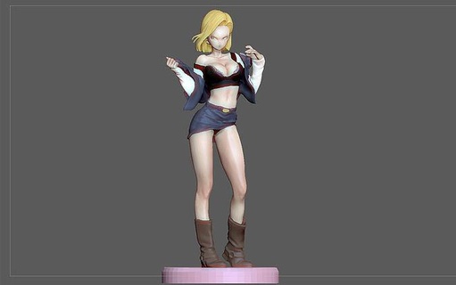 android 18 statue modified version dragonball anime character animation woman female art sculptures pretty 3d print model - Mito3D