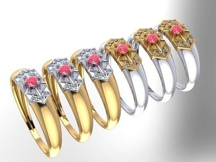 anel 1152 laurea 3 gioielli joia luxo ouro moda accessorio 750 18k prata biotecnologia diamante rubi prezioso Argola gioielleria 3d print model - Mito3D