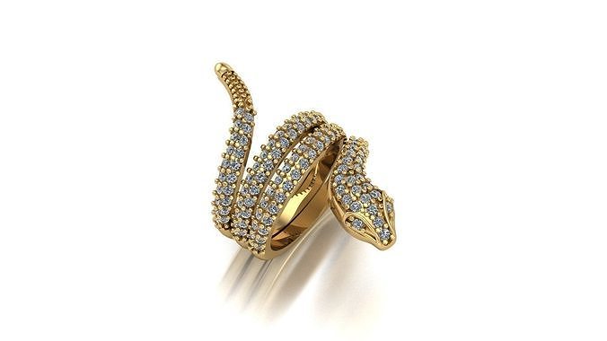 anel serpente debolmente inclinato anello anelmulher ouro prata Stampa gioielleria 3D print model - Mito3D