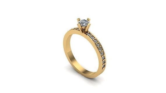 anel solitario meia cravacao anelsolitario diamond ring gold jewelry rings printable 3d print model - Mito3D