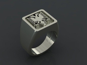 anello con aquila 2 teste bijoux d'argent de l'anneau l'homme or médaille bronze les anneaux 3d print model - Mito3D