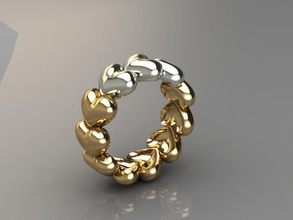 anello con cuori gioielli oro bianco goldyellow argento anelli 3d print model - Mito3D