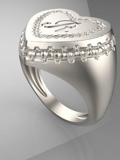 anello cuore joalheria precioso brilhando couro elegante prata jóia moda arte Unico excepcional joias mio imprimível luxo platina argolas 3d print model - Mito3D