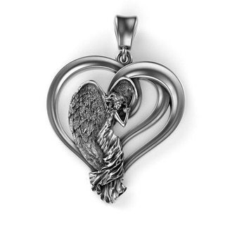 angel heart takı yazdırılabilir gümüş altın mücevher kolye KADIN kalp melek nostaljik kanatlar 3d print model - Mito3D