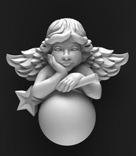 angel holding star child kid wings feathers jewelry decoration smile cupid art sculptures 3d print model - Mito3D