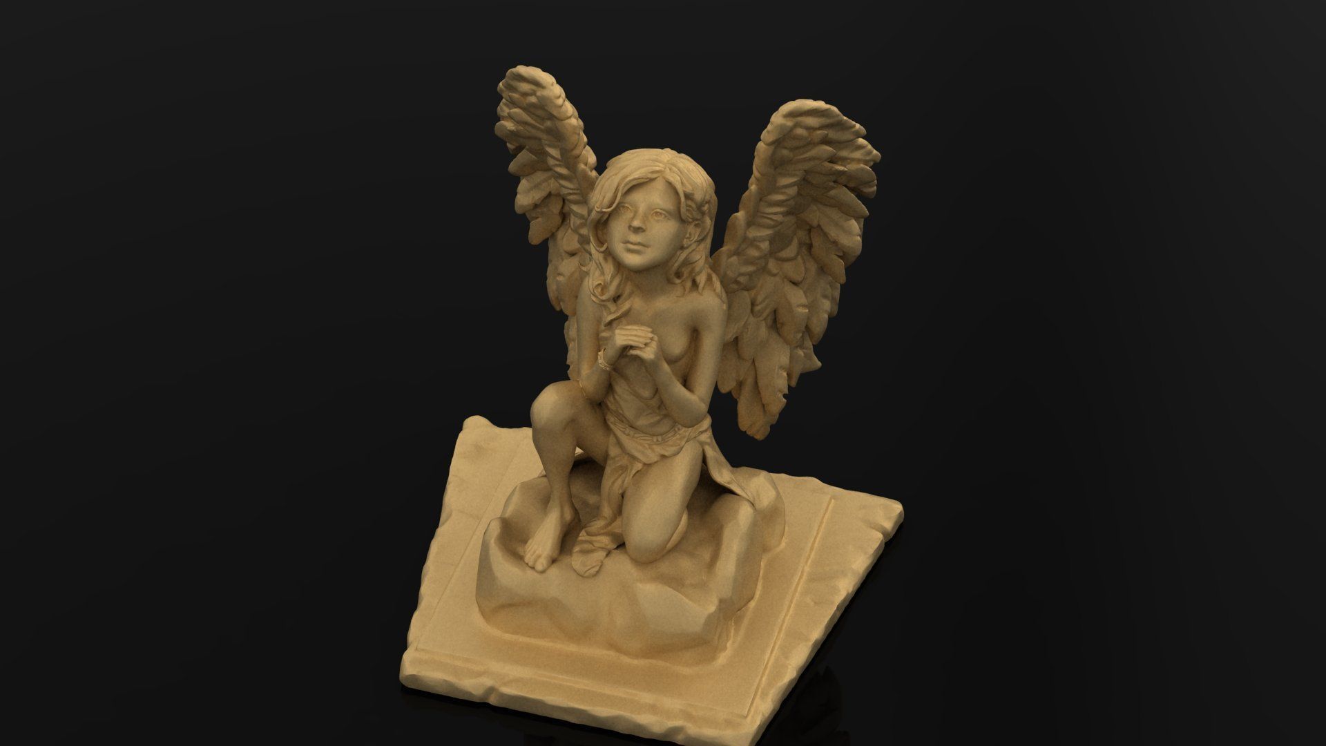 ange figurine sculpture or argent bague bijoux collier statue bijou blanc art sculptures 3D print model - Mito3D
