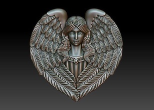 angel wings cnc printing relief decor milling jewelry artcam art carved basrelief object walldecor flower floral pendants rose cherub 3d print model - Mito3D