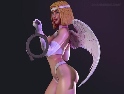 anjo vigiar estátua asas personagem fantasia fêmea humano escultura menina asa arte esculturas 3d print model - Mito3D