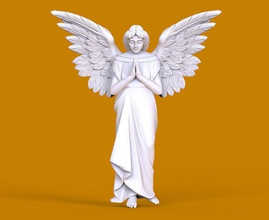 Engel Kunst Skulptur Friedhof Statue Frau Skulpturen weiblich drucken Vogel Flügel Gebet 3d print model - Mito3D