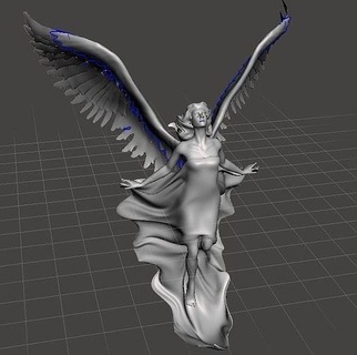 angel sculpture wings statue architectural statuette stone wing jewelry art sculptures 3d print model - Mito3D