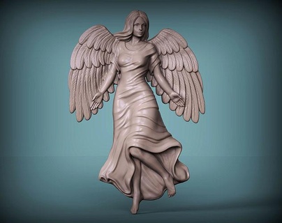 angel bas relief wings saint catholic christian art sculptures sculpture cemetery statue female girl beautiful figure woman 3d print model - Mito3D
