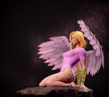 ange femme personnage Humain mode beauté femelle décontractée visage ailes art sculptures 3d print model - Mito3D