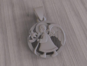 angel two pendants in sterling silver 3d printable cnc pendant jewelry white gold necklace 3d print model - Mito3D