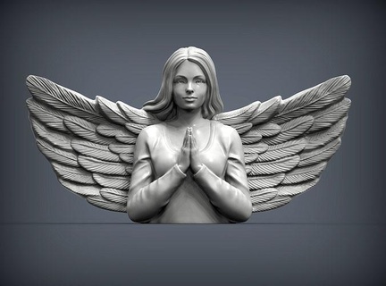 angel 3d print model bas relief wings saint catholic christian art sculptures sculpture cemetery statue female girl beautiful figure woman 3d print model - Mito3D