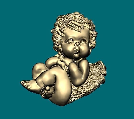 angel baby 3d model artcam vectric aspire vcarve cnc router angel christmas jewelry pendant feather wing necklace pray 3d model baby relief carved child heaven church religion angel statuette baby angel bas relief classic art sculptures jewelry pendant angel wing angel wing baby angel  3D print model - Mito3D