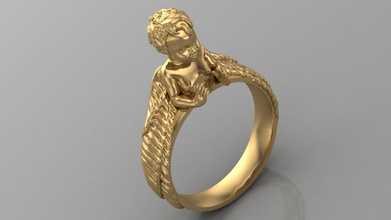 melek bebek oğlan yüzük altın gümüş moda parlıyor düğün nişan elmas mücevher parlak takı hediye deniz altını yazdırılabilir sevgili aşk yakut yüzükler 3d print model - Mito3D