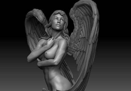 ángel hermoso mujer 3d impresión modelo estatua hembra niña fotorrealista realista personaje humano cuerpo anatomía ortodoxo religión católico esculturas Arte religiou arcángel estatuilla 3d print model - Mito3D