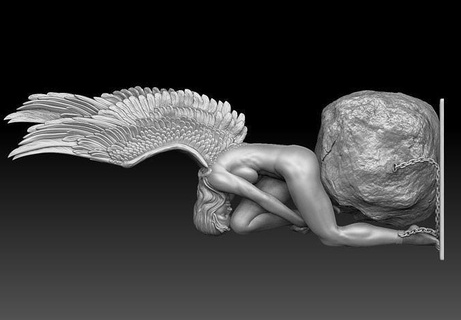ange belle femme statue femelle fille photoréaliste réaliste personnage Humain corps anatomie religion catholique sculptures art religiou archange 3d print model - Mito3D