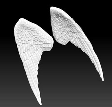 melek kuş çift kanatlar kanat iyi yüksek kalite uçmak beyaz siyah tüyü tüyler uçan hayvan ejderha yazdırılabilir cnc 3dprint moda 3d print model - Mito3D