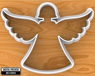 angel cookie cutter dough form fondant mold shape bitcoin winter holiday year christmas christianity god wings kitchen supplies tools utensils cutters house dining 3d print model - Mito3D