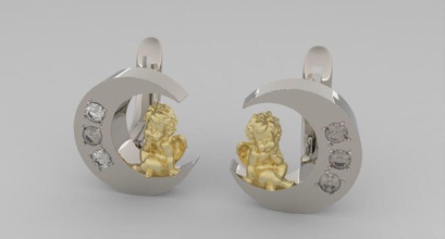 earrings angels angel cupid jewelry gold printable valentine 3d print model - Mito3D