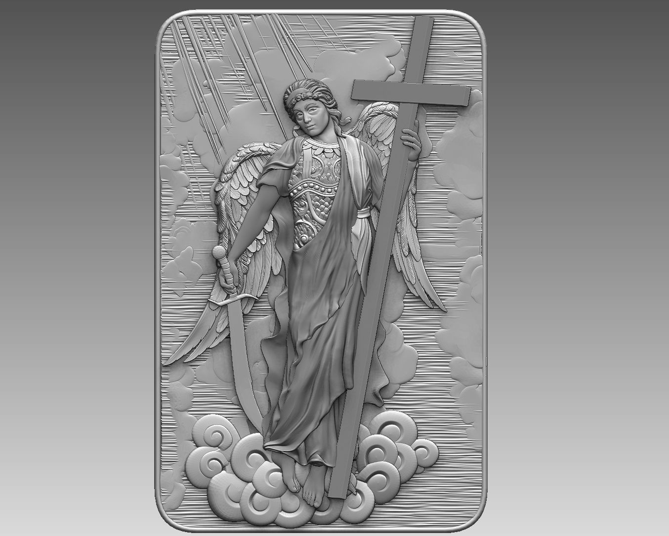 angel gabriel archangel cnc relief christianity religiou object deco jesu christian bible orthodox catholic jewish russian greek artcam sculptures art 3D print model - Mito3D