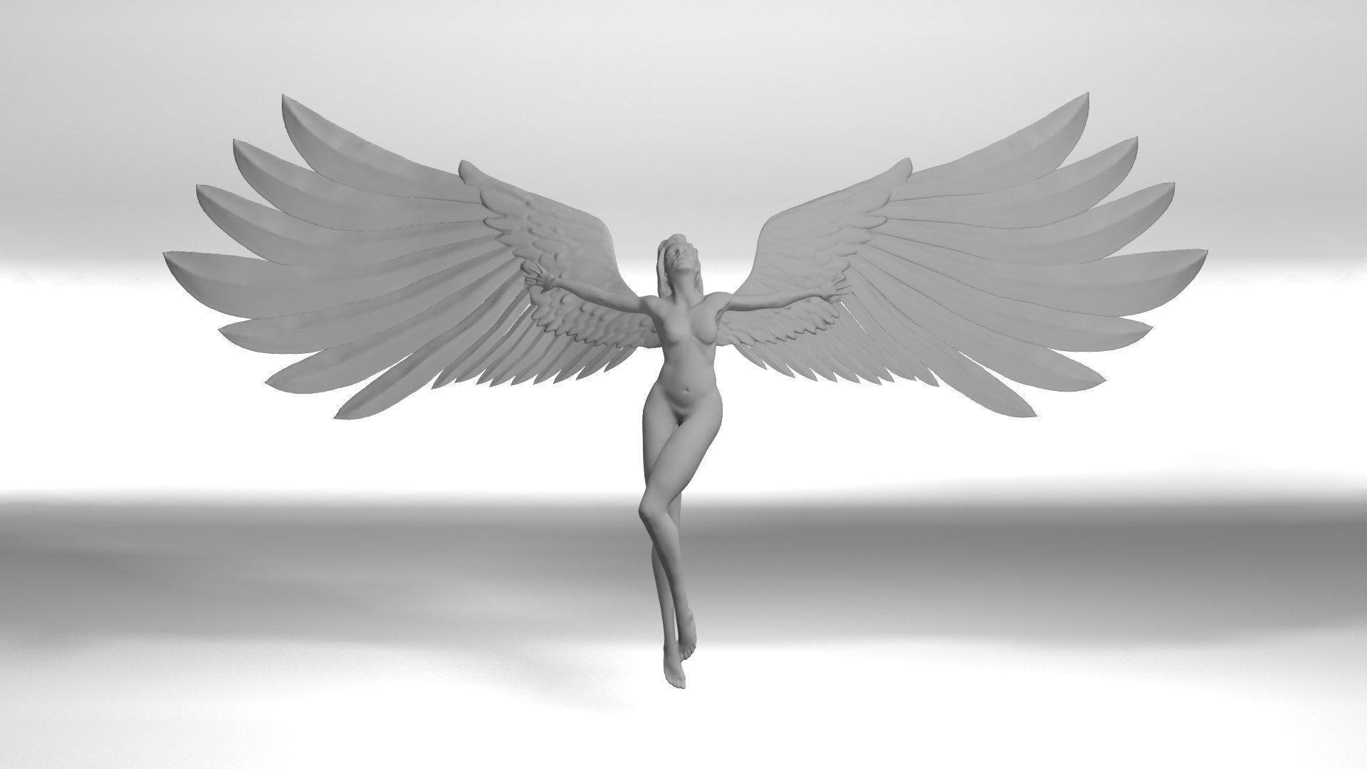angelo ragazza art donna ali ala la scultura figurina engel madchen flugel corpo statua cherubino karosserie angeli feder piuma sculture 3D print model - Mito3D