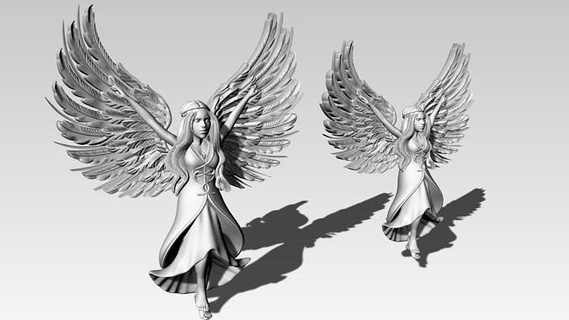 angel half set 2 sizes gold pendant earrings bracelet necklaces decoration printable manufacturable silver platinum lightweight girl flight wing luxury fantasy special subtlety jewelry 3d print model - Mito3D