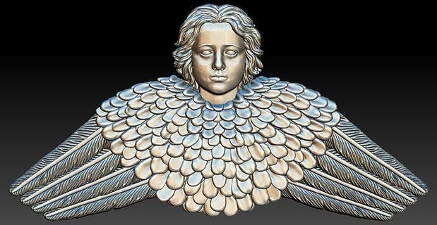 angel head 3d print cnc model ready relief female wings stl format art sculptures 3d print model - Mito3D