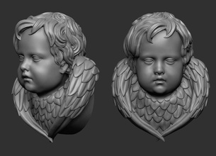 ange tête ailes cupidon mettre ornement sculpture baroque art sculptures 3d print model - Mito3D