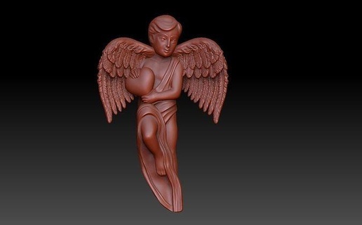 angel heart wing cupid cherub valentine cherubim pedant love art sculptures 3d print model - Mito3D