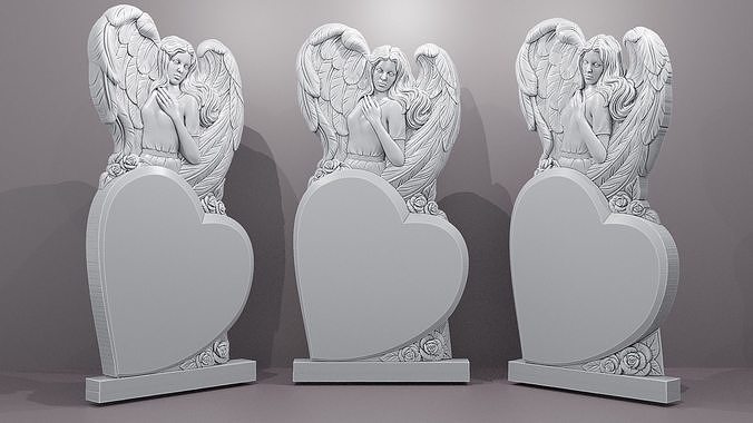 angel heart religion art god church statue christian sculpture sculptures grave cnc holy 3D print model - Mito3D