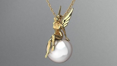 ange perle pendentif or argent mode diamant bijoux adolescent platine luxe valentin ballerine danse colliers patinage gymnastique 3d zee brosse pendentifs 3d print model - Mito3D