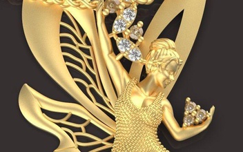 pendente a forma di angelo oro ciondolo ciondoli ncklace lusso lucente stampabile anello diamanti argento gioielli la collana disco platino engagem moda diamante 3d print model - Mito3D