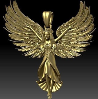 angelo pendente gioielleria scultura stampabile arte oro argento collana zbrush ala decorazione ciondoli 3d print model - Mito3D