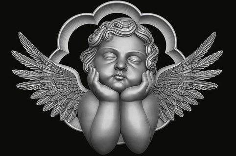 angel pendant gold silver jewelry diamonf earring pendants printable wing girl boy child baby human kid zbrush people pray christian art sculptures 3d print model - Mito3D
