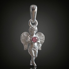 angel pendant gem diamond sapphire emerald wings ruby gift statue sculpture wing cupid silver printable religiou jewel sterling jewelry pendants 3d print model - Mito3D