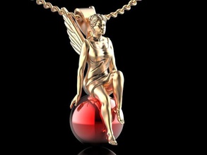 angelo pendente scultura gioielleria oro design squillare collana orecchini stampabile bellezza argento gemma brillante jaber moda 3dprint 3dmodel collane 3d print model - Mito3D